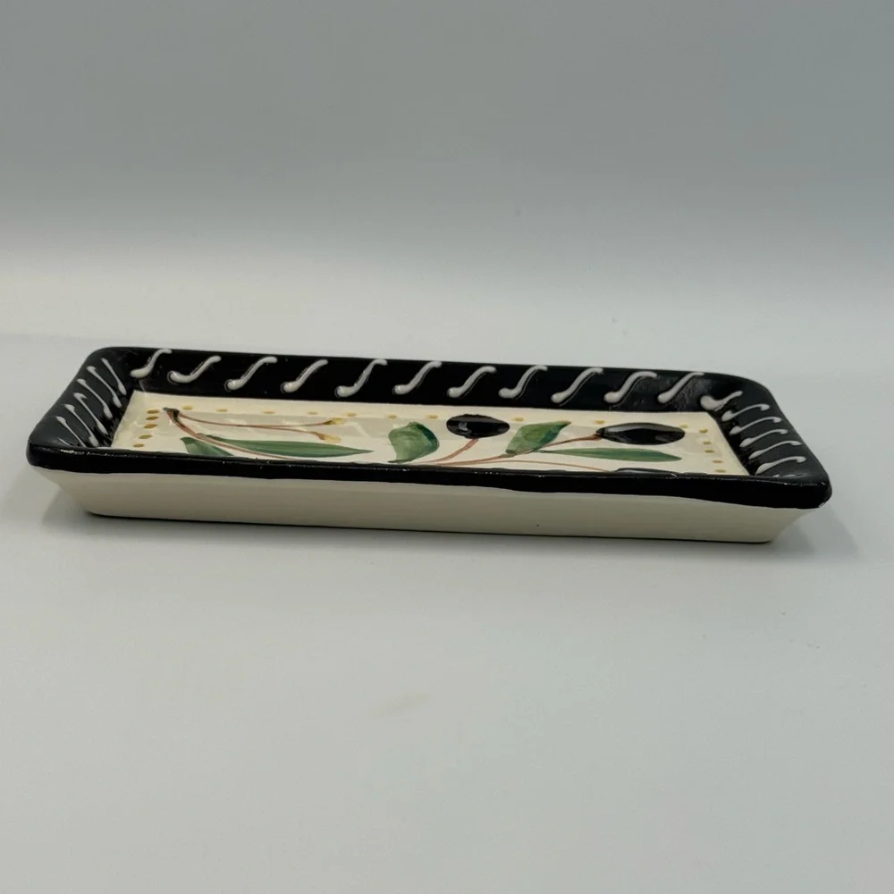 Crate & Barrel Debby Segura Olive Pepper Tray‎ Set Italy 1999 Ceramic